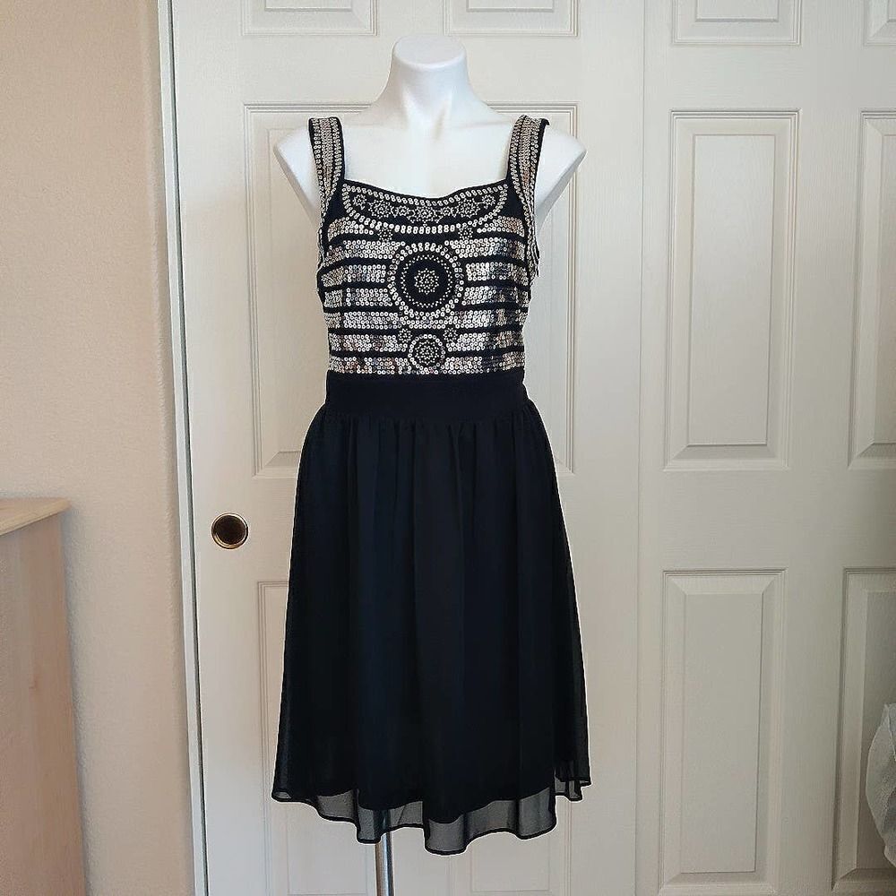 Style & Co. Modern Luxe disco sequins smocked party dress sz S NWT